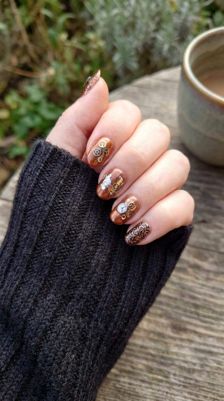 Steampunk Industrial Chic Nails