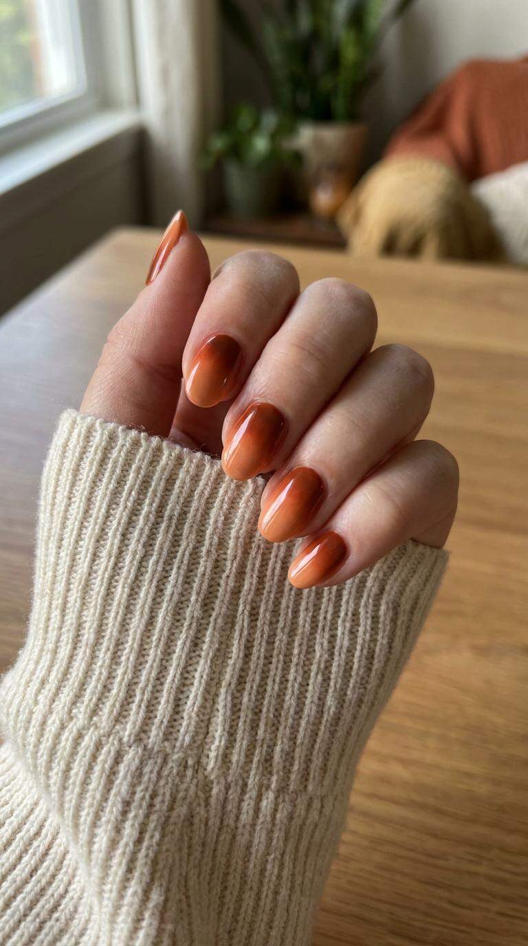 Sunset Orange Ombre Nails