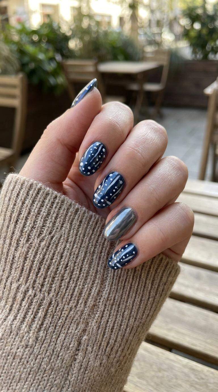 Whale Shark Chrome Nails with