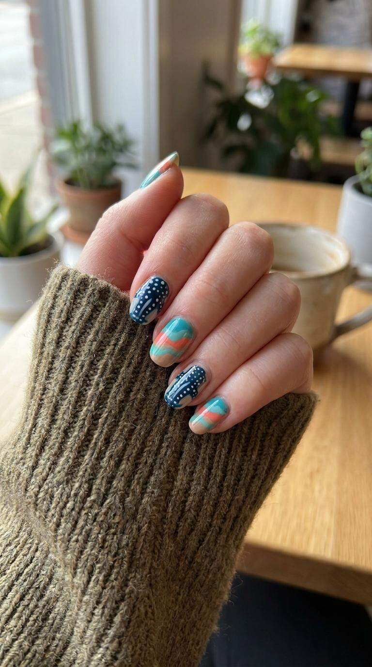 Whale Shark Nails with Multi-Colored
