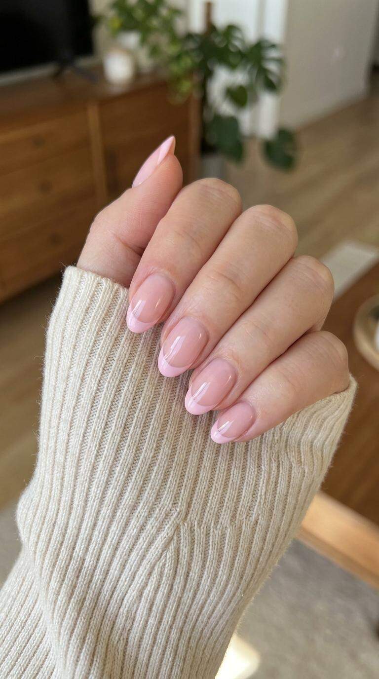 Blushing Soft Pink French Tips