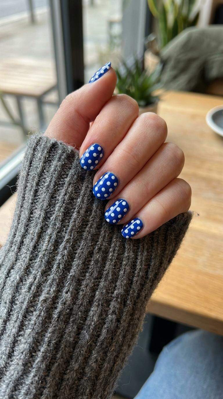 Bold Blue and White Polka