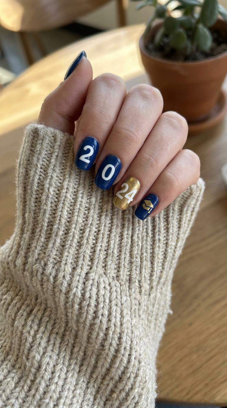 Bold Number Grad Nails