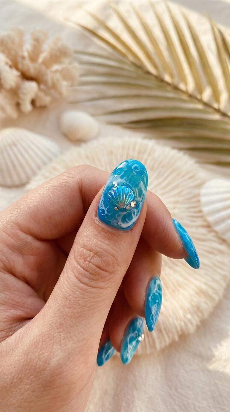 Cerulean Sea Shell Accent