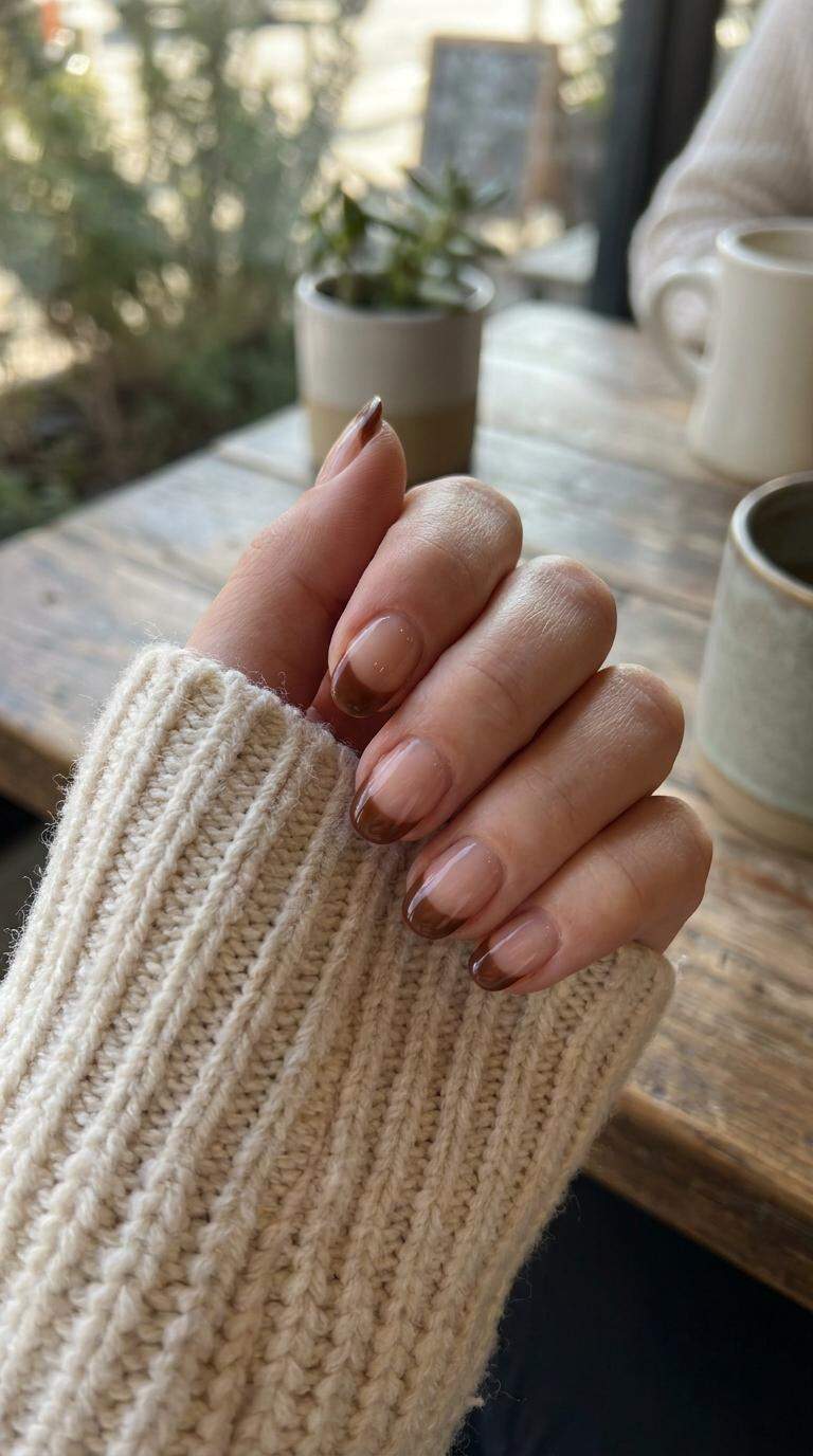 Chocolate Brown French Tips