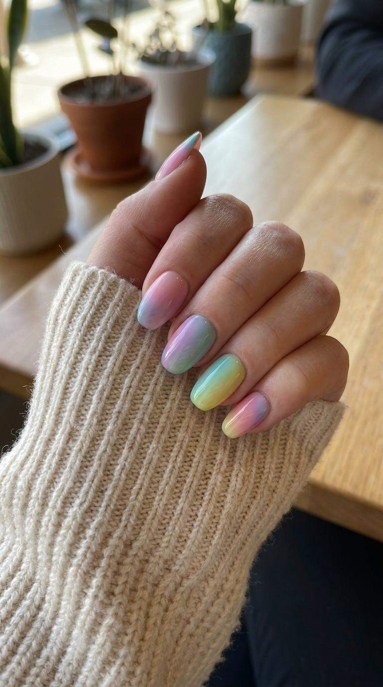 Colorful Ombre Press On Nails