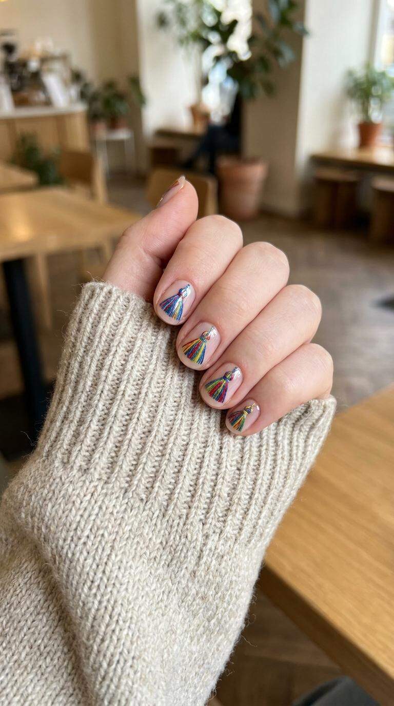 Colorful Tassel Nail Art