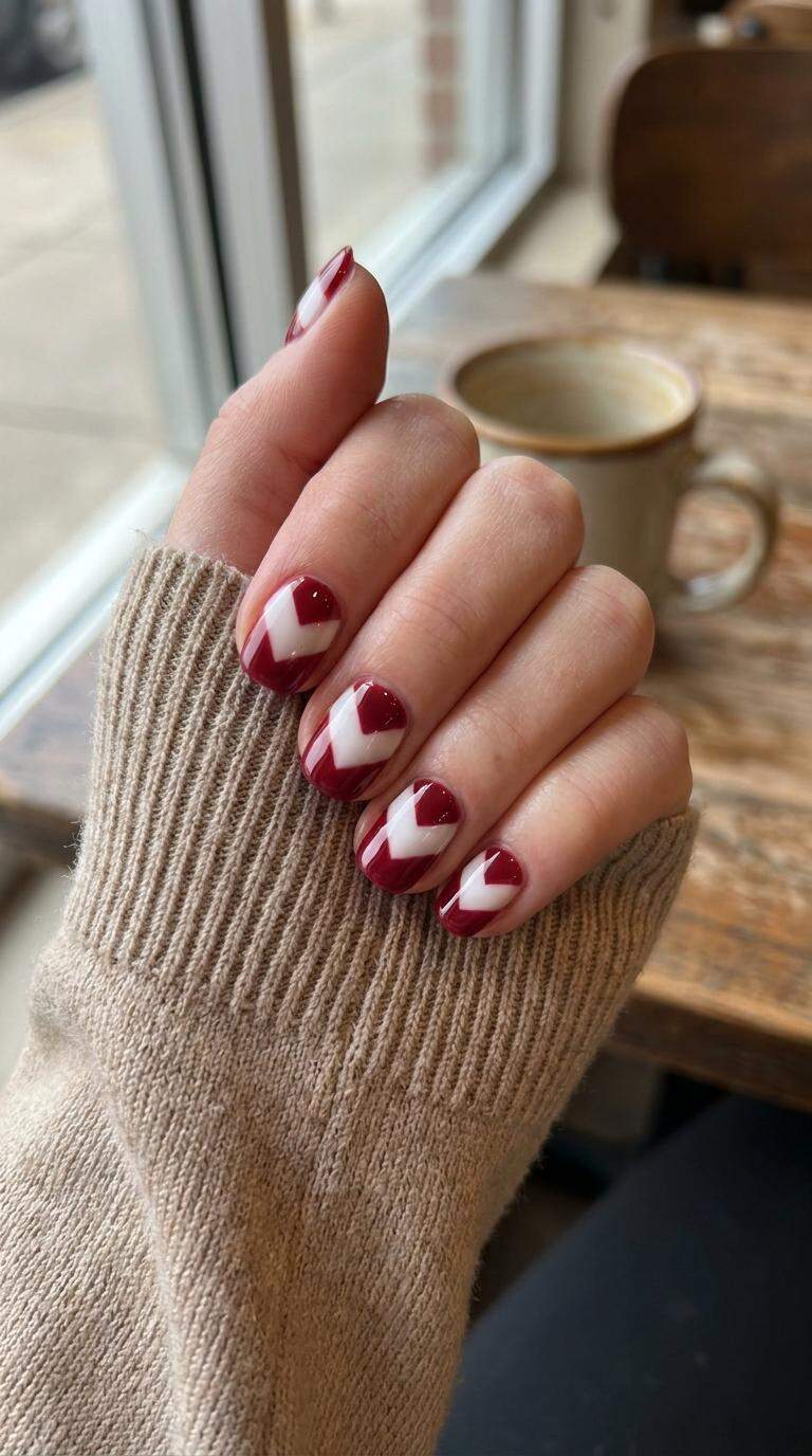 Fiery Red and White Chevron