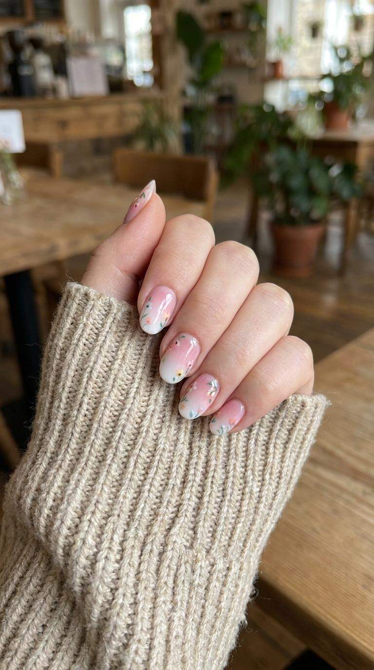 Floral Ombre Nails