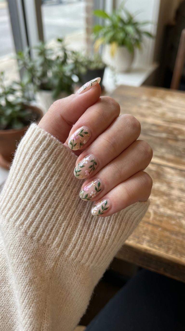 Floral Vine Nail Art Design