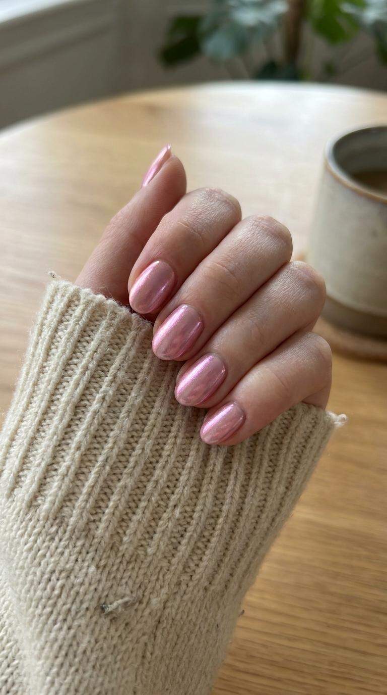 Frosted Pink Chrome Effect