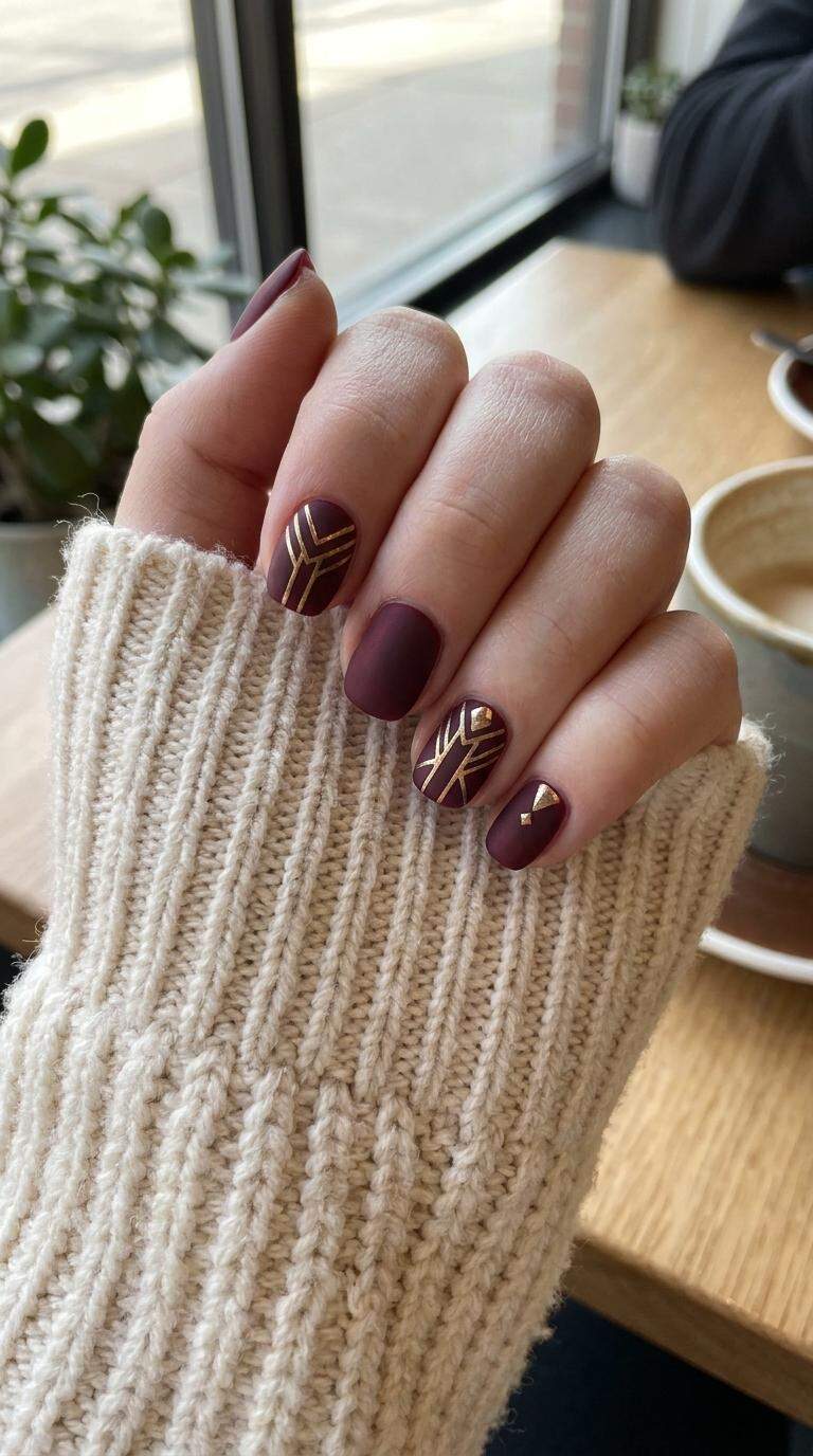 Gatsby-Inspired Matte Burgundy Nails