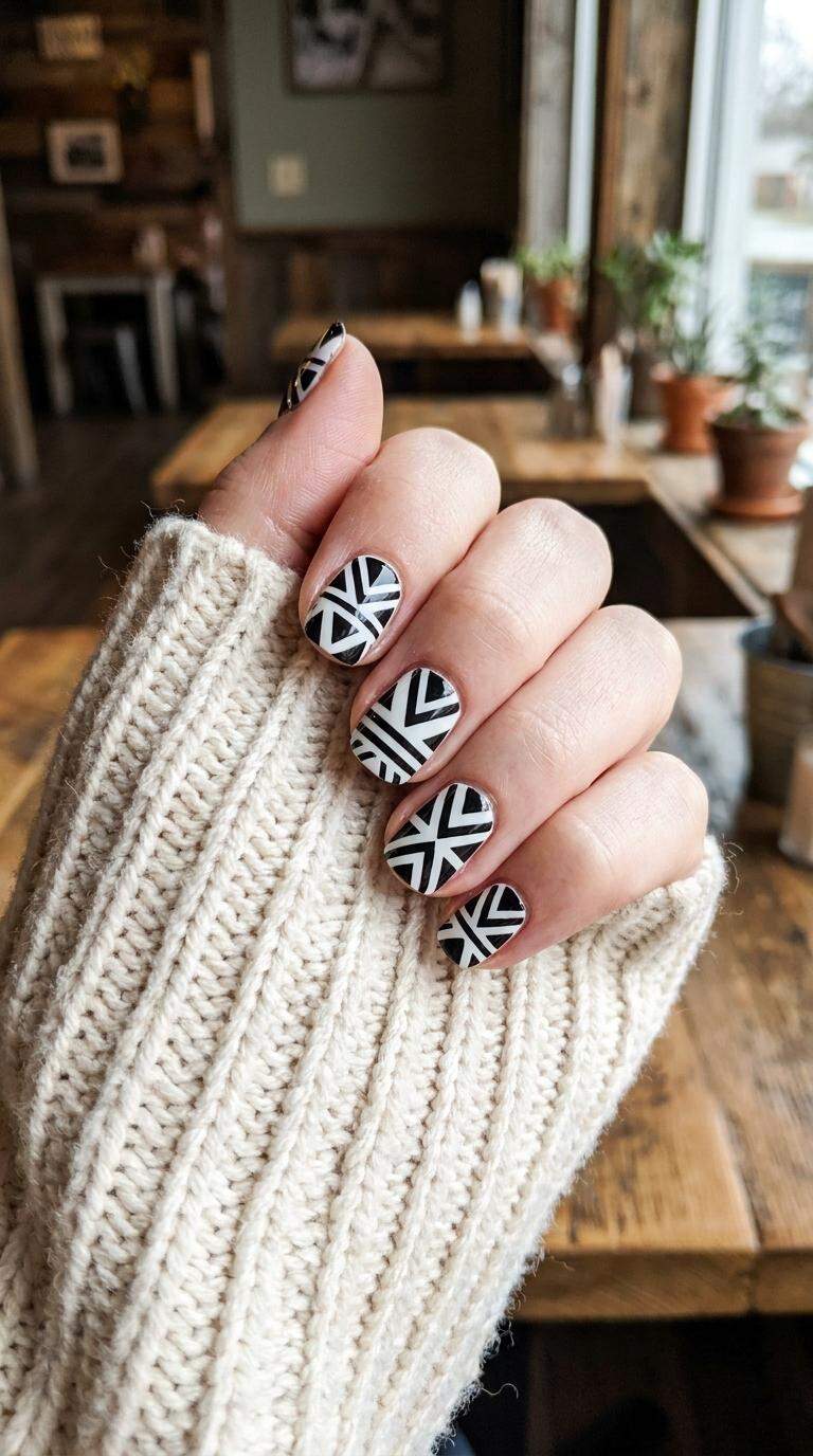 Geometric Black and White Stencil