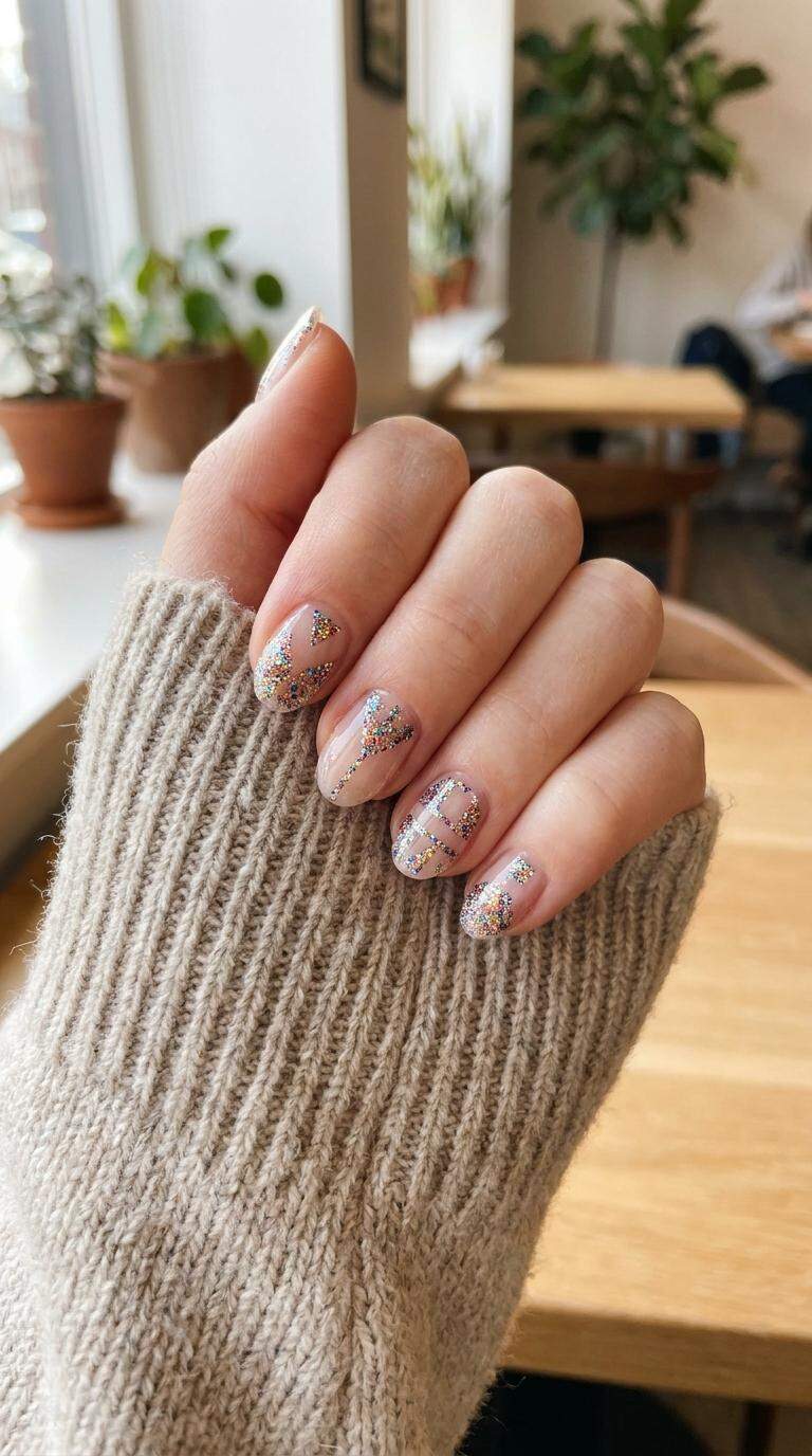 Geometric Glitter Nails