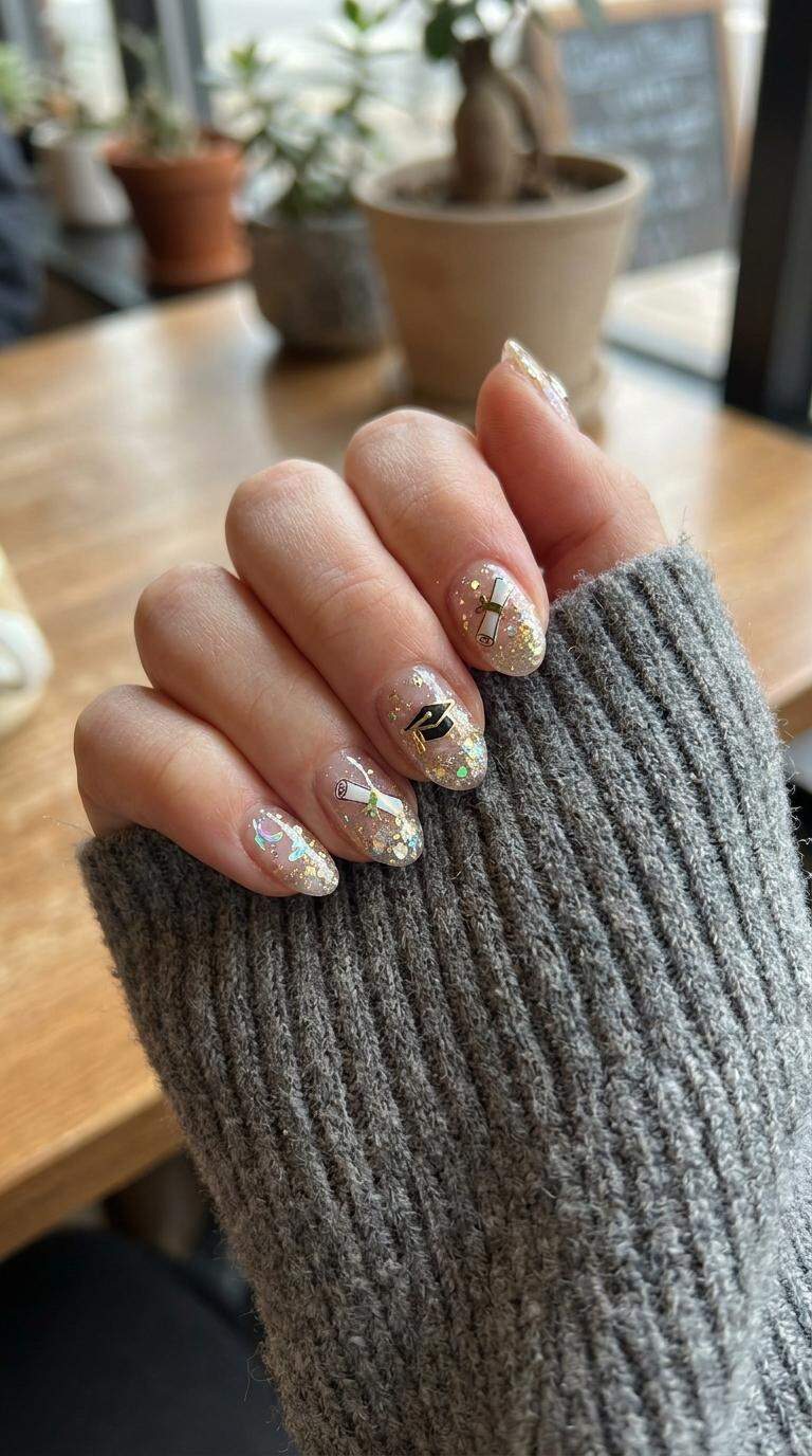 Glittering Diploma Nails