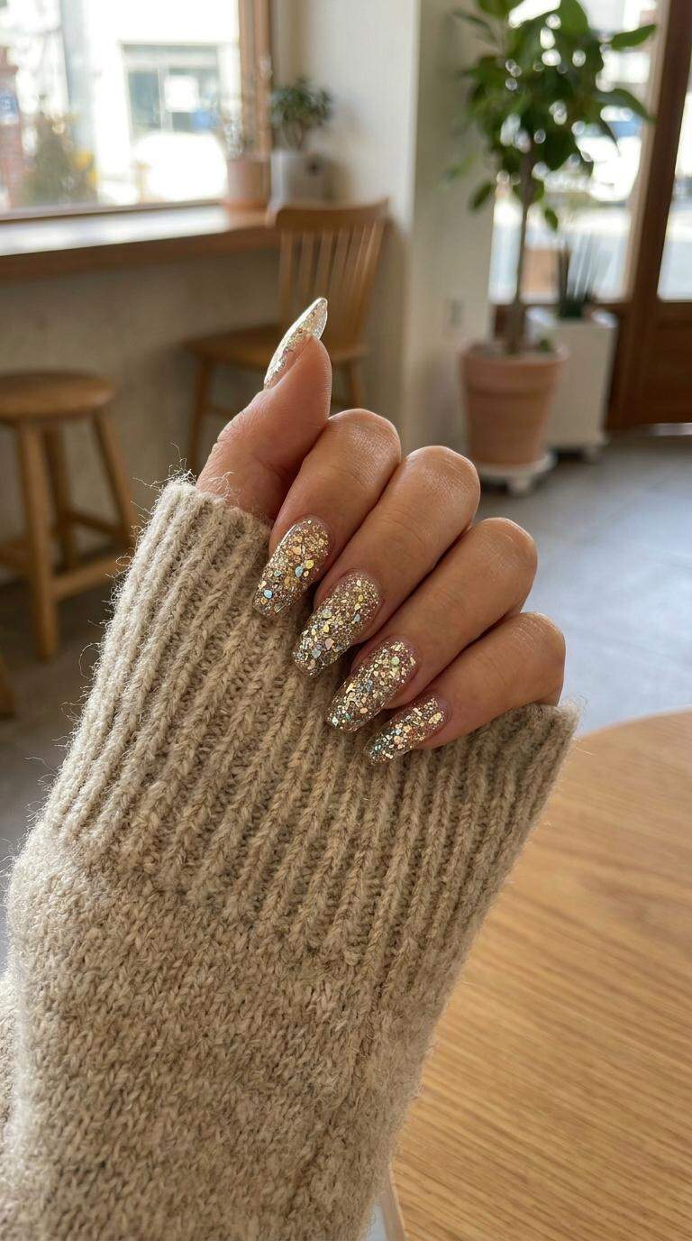 Glittery Acrylic Nail Tips