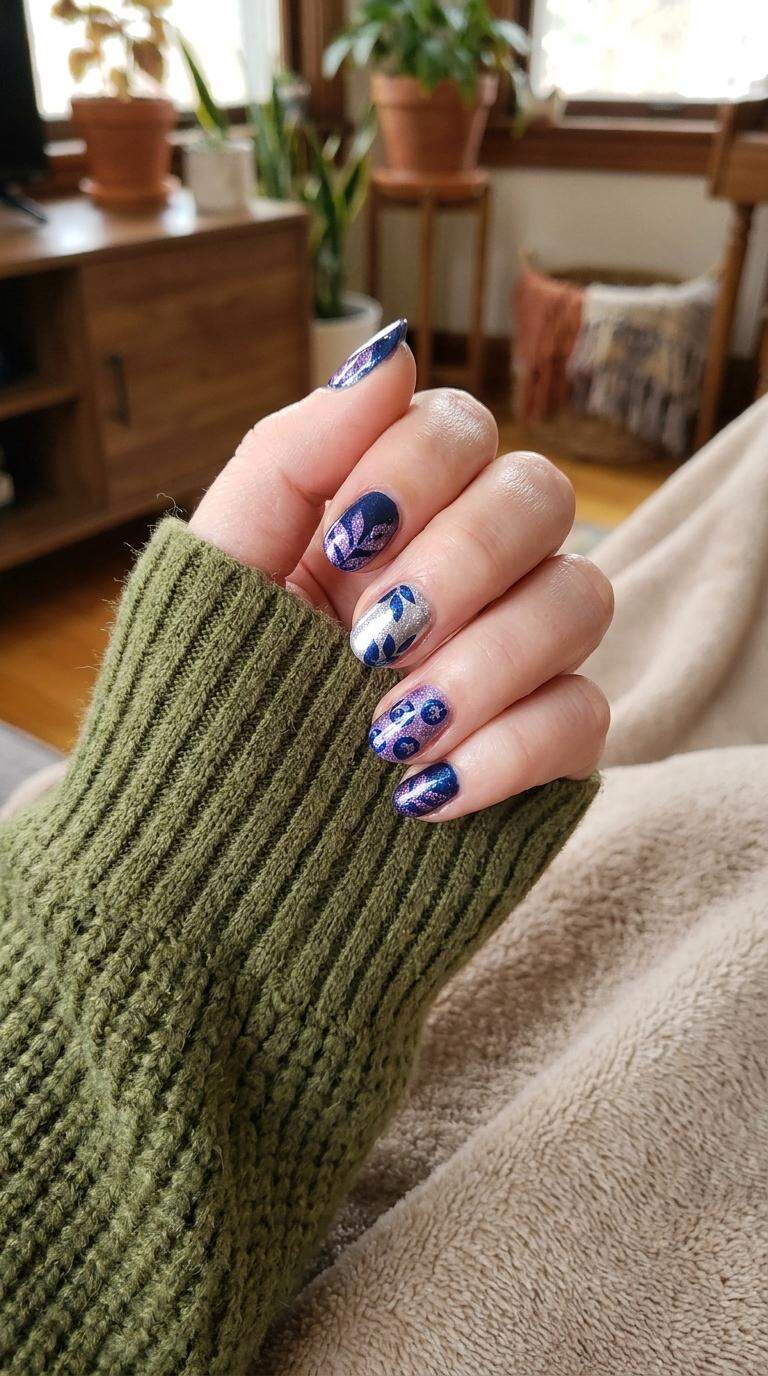 Glittery Blueberry Leaves