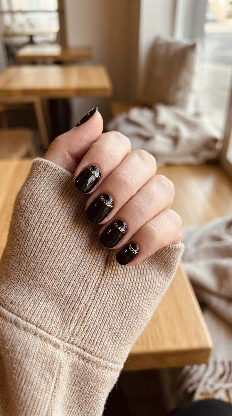 Gold Chain on Black