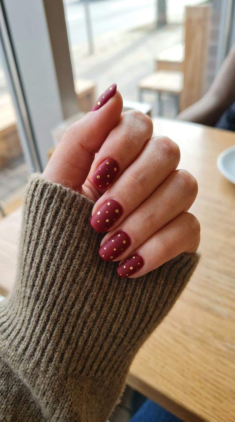 Gold Dots on Matte Red