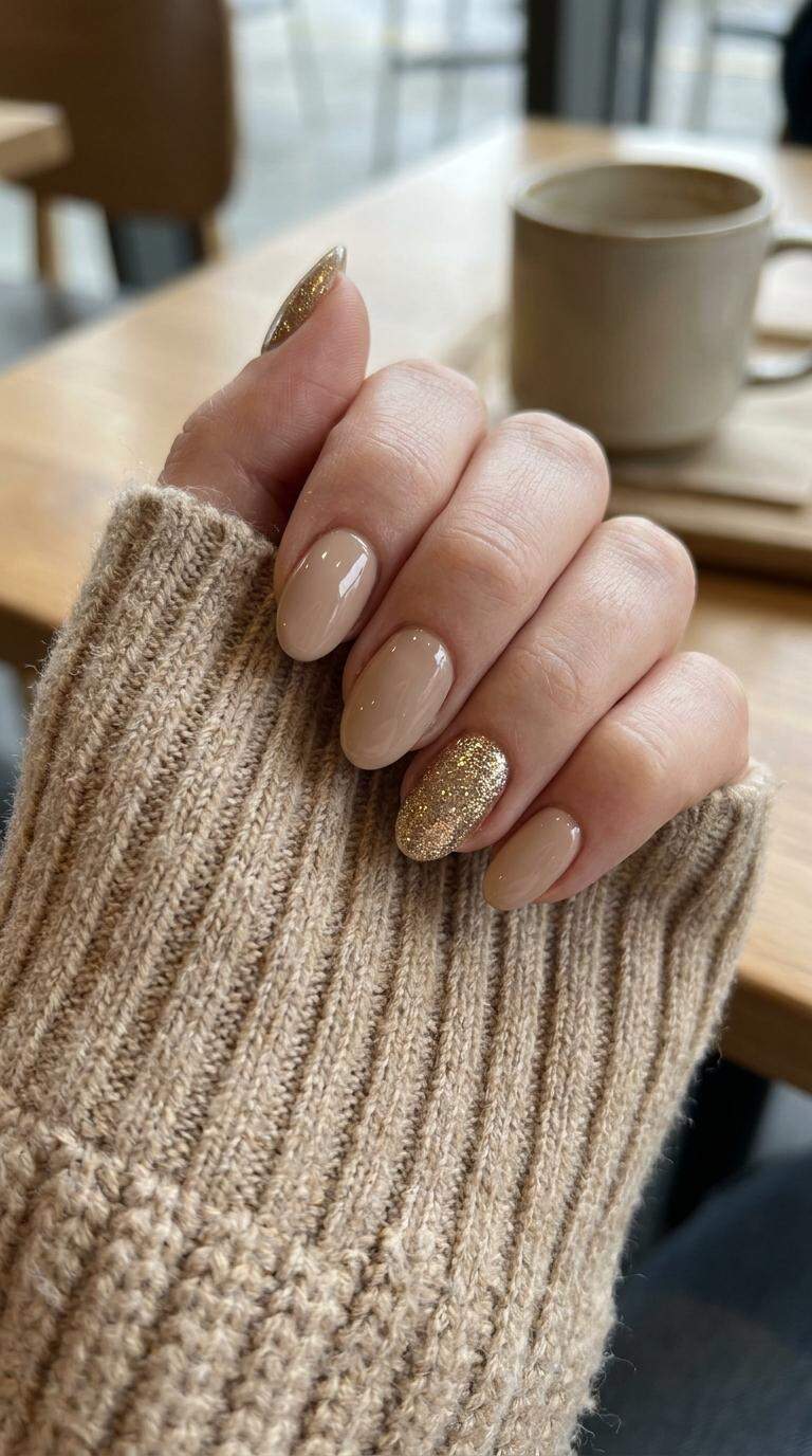 Gold Glitter Accent Nail Designs