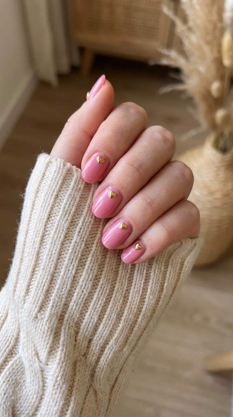 Heart-Shaped Studs on Pink