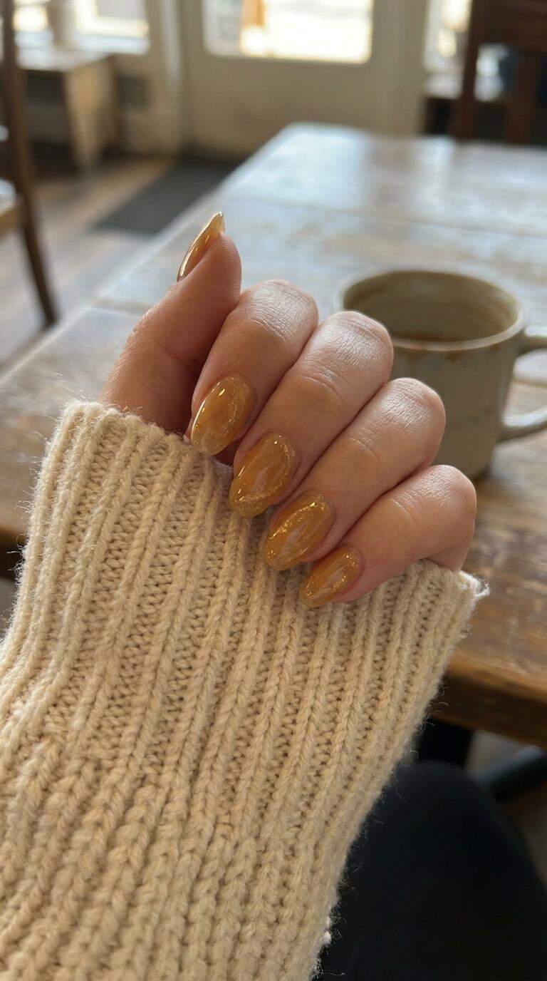 Honey Gold Acrylic Nails