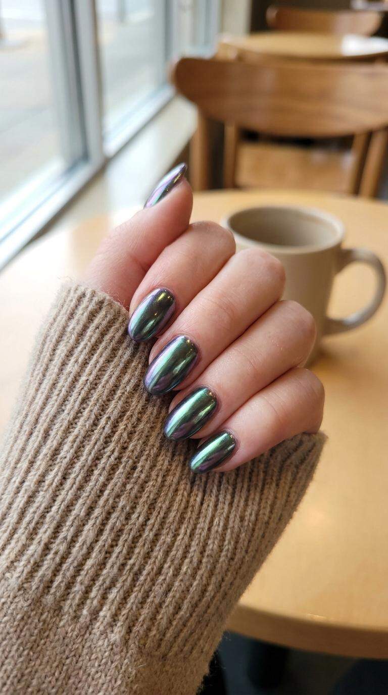 Iridescent Chrome Nail Effects