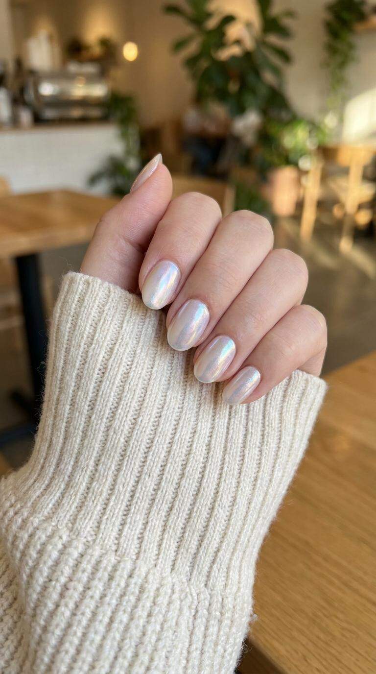 Iridescent Pearl Nails