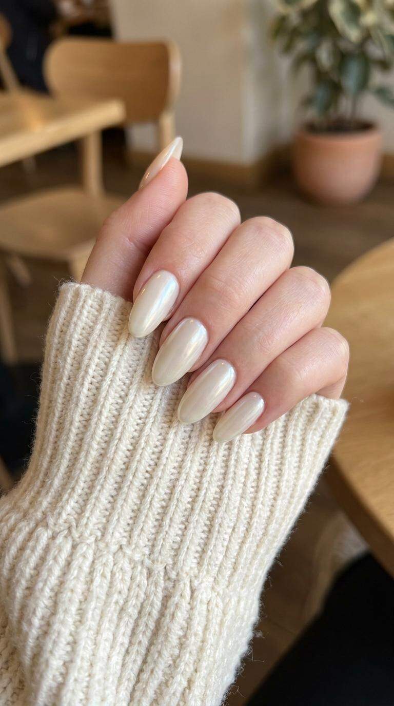 Ivory Pearl Acrylic Nails