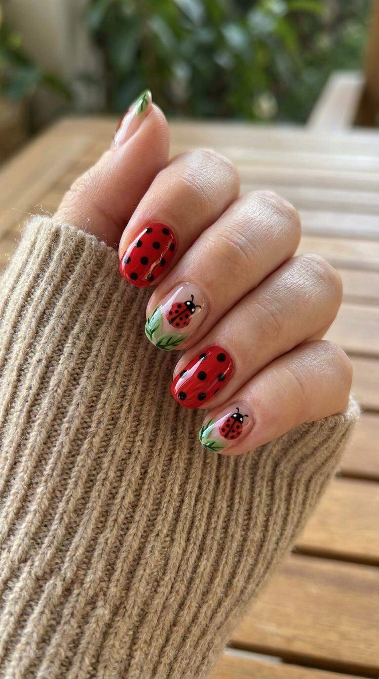 Ladybug Whimsy Nails
