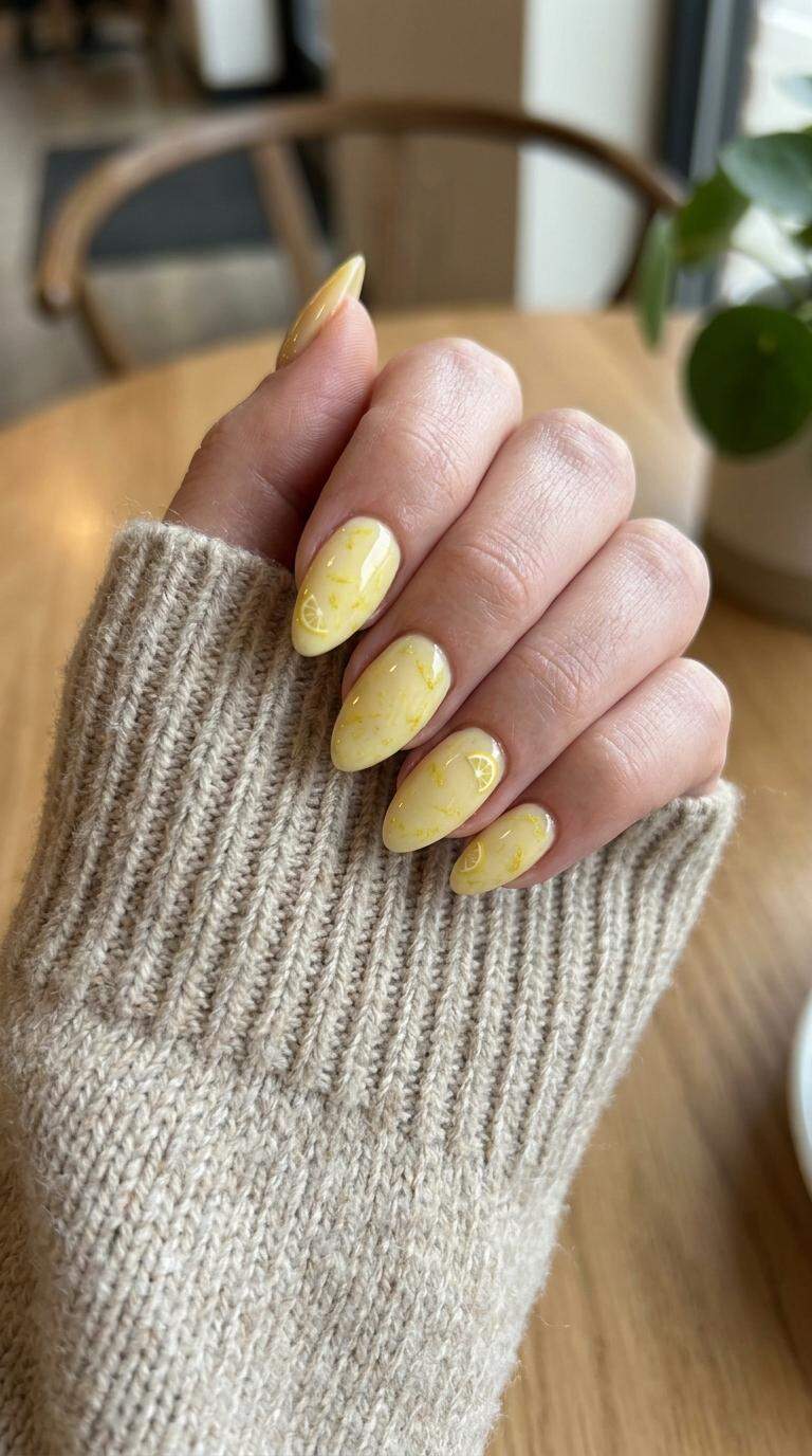 Lemon Zest Almond Nails