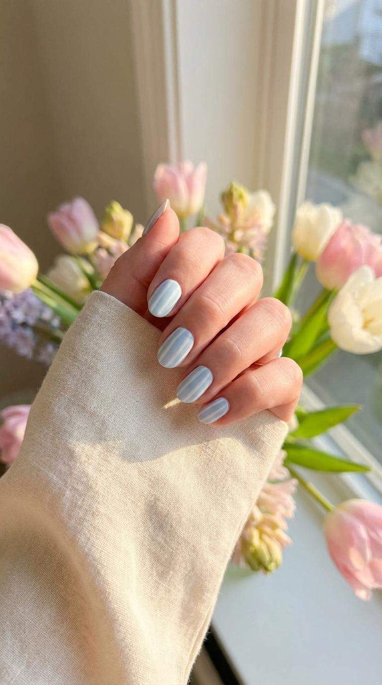 Light Blue and White Stripes