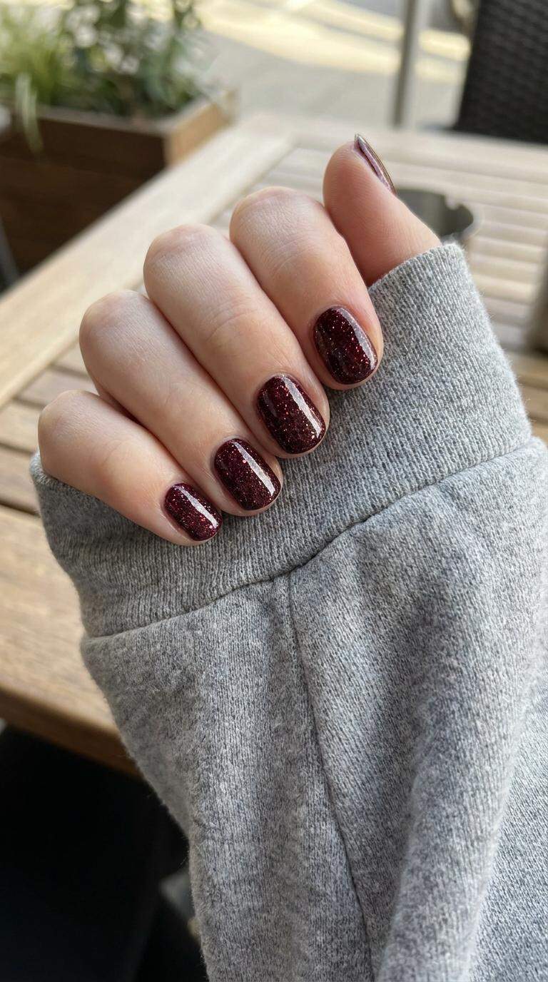 Maroon Glitter Nail Polish