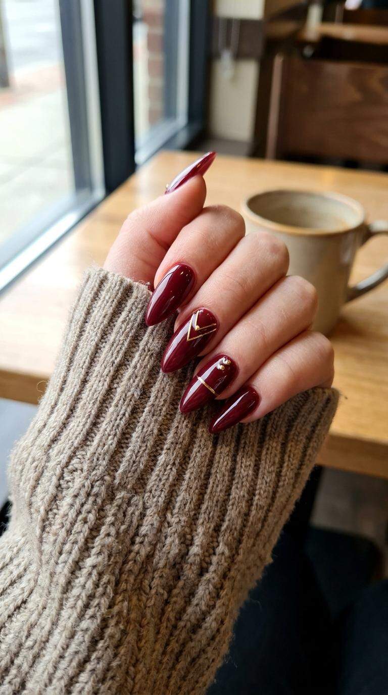 Maroon Stiletto Nail Art