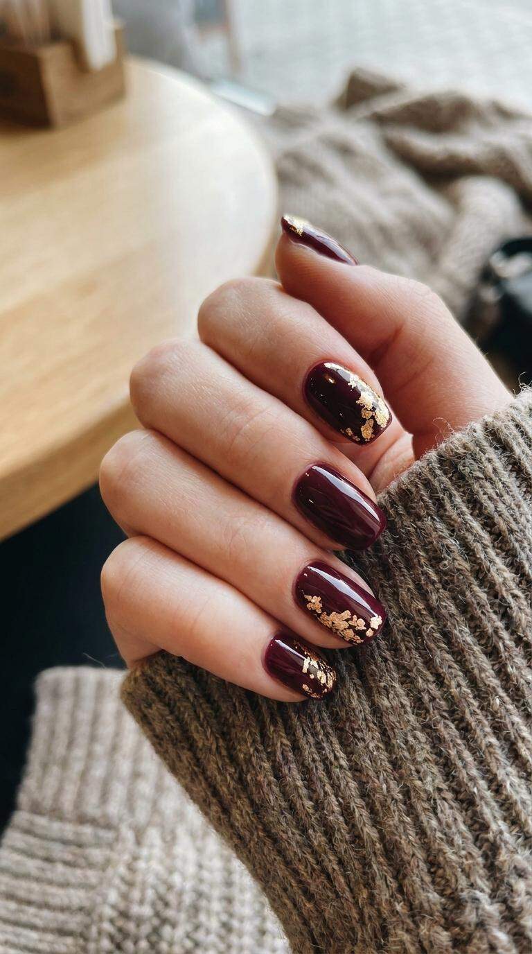 Metallic Leaf on Burgundy