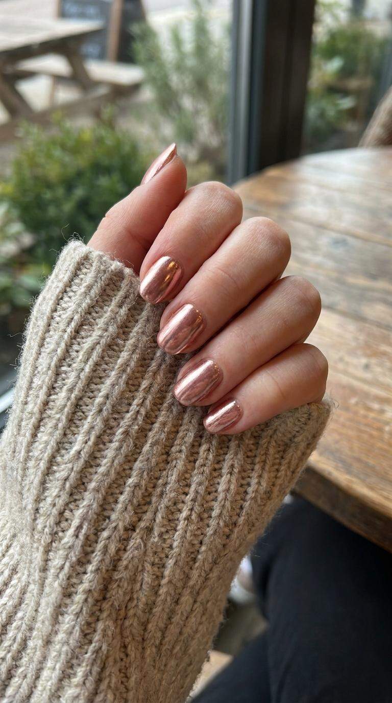 Metallic Rose Gold Nails