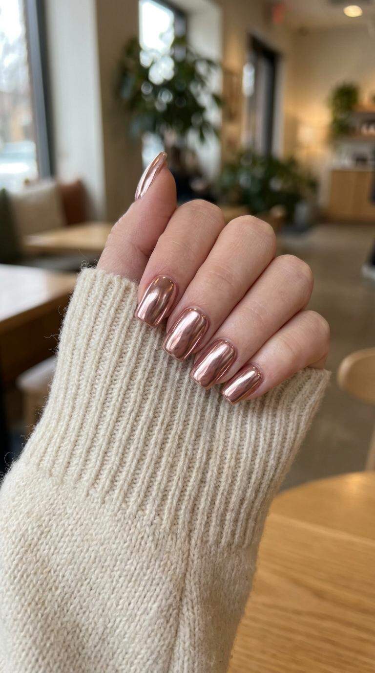 Metallic Rose Gold Square Chrome