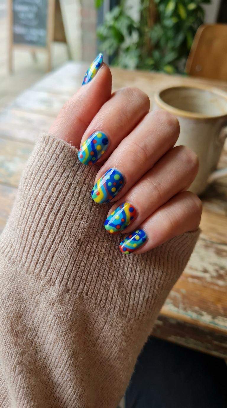 Multi-Colored Swirl Polka Dots