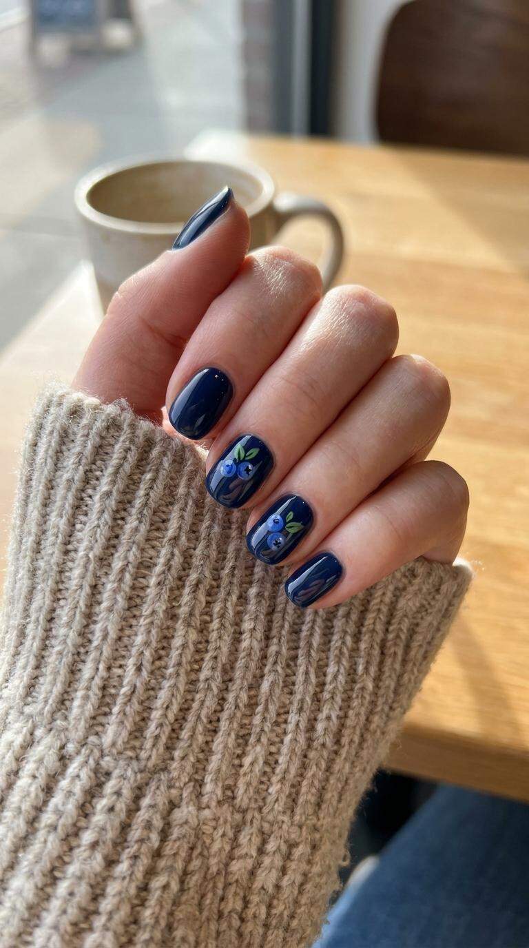 Navy Blueberry Nails
