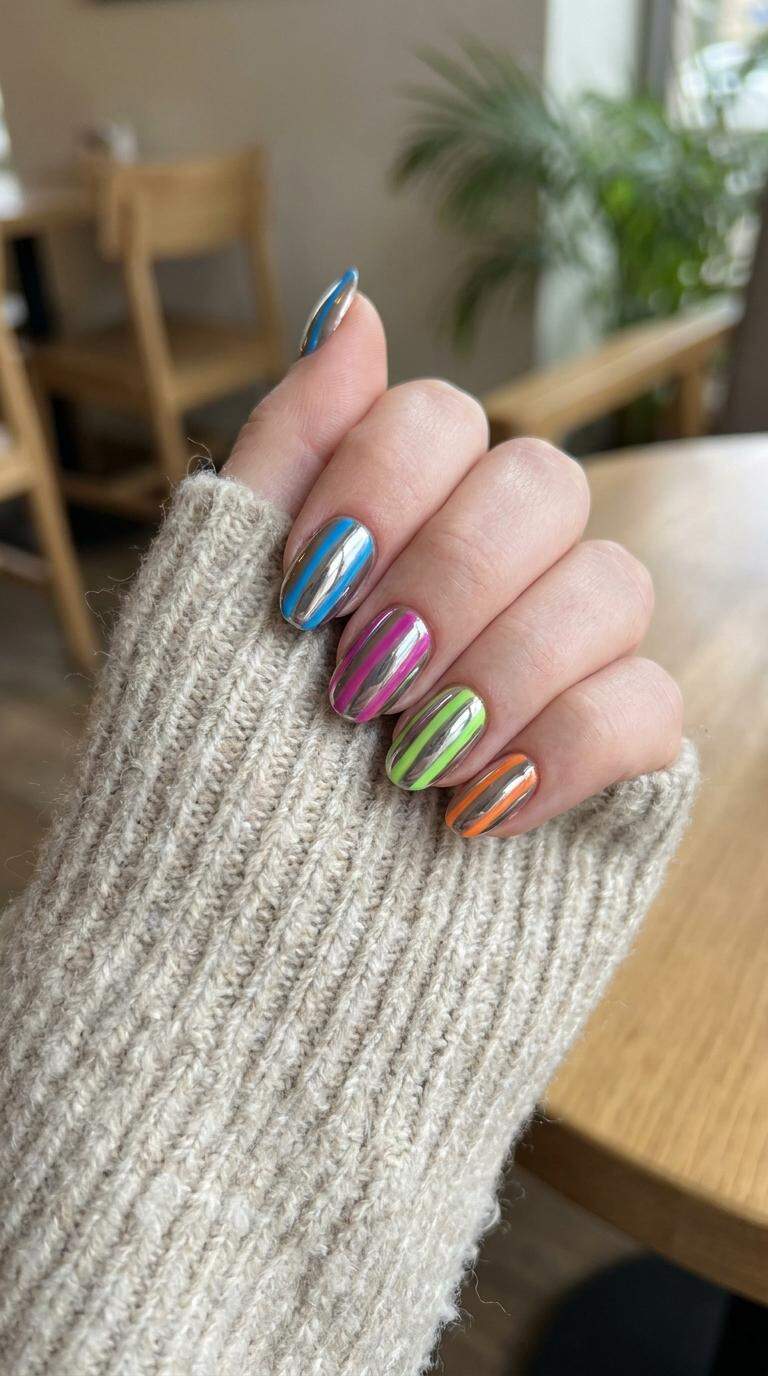 Neon Chrome Stripes