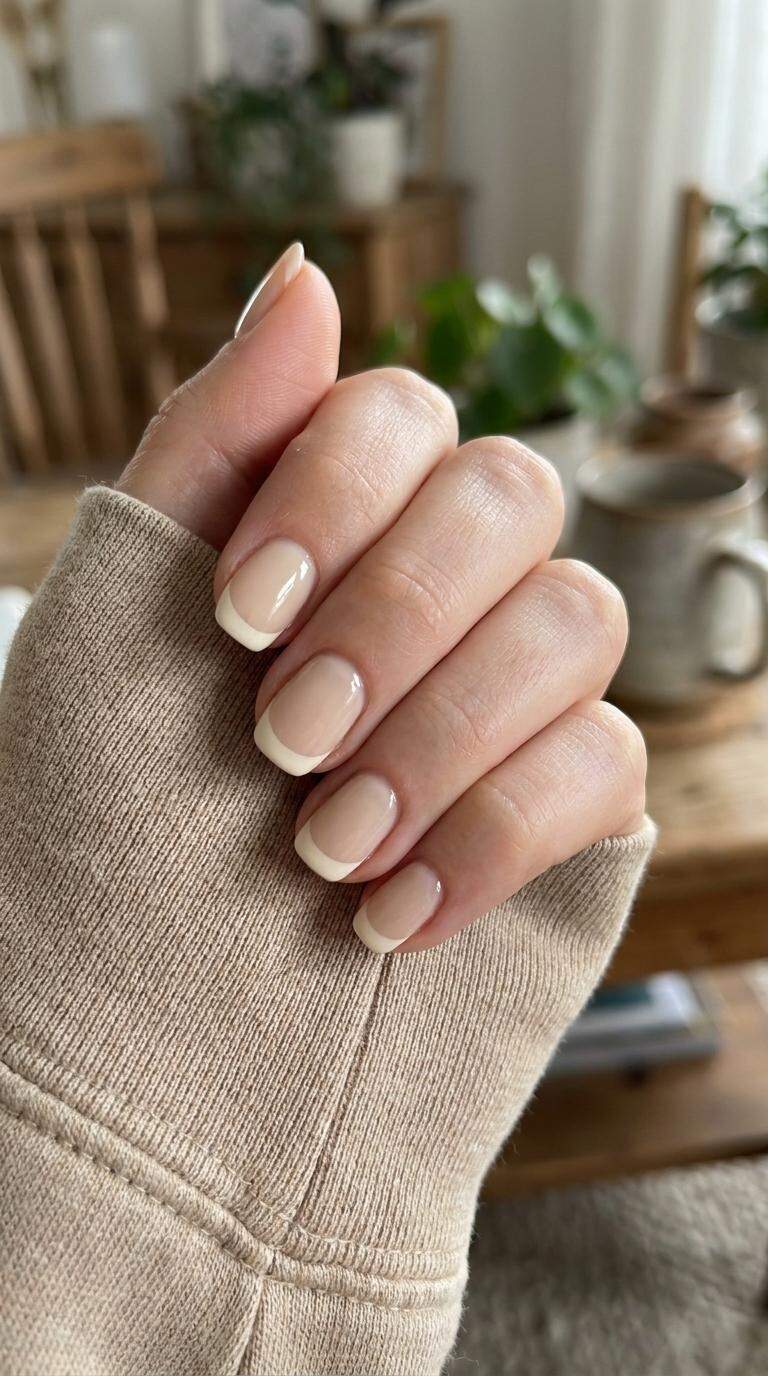 Neutral Cream French Tips