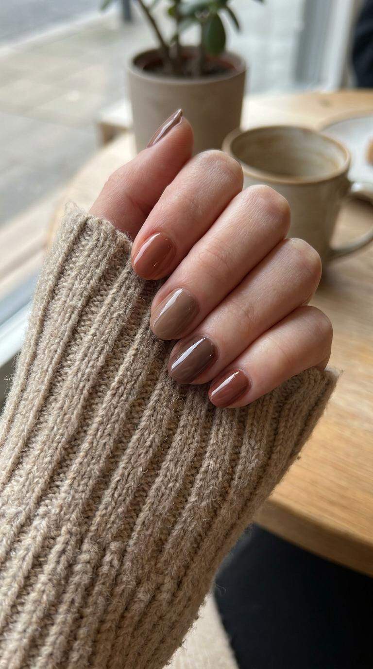 Neutral Earthy Brown Nails