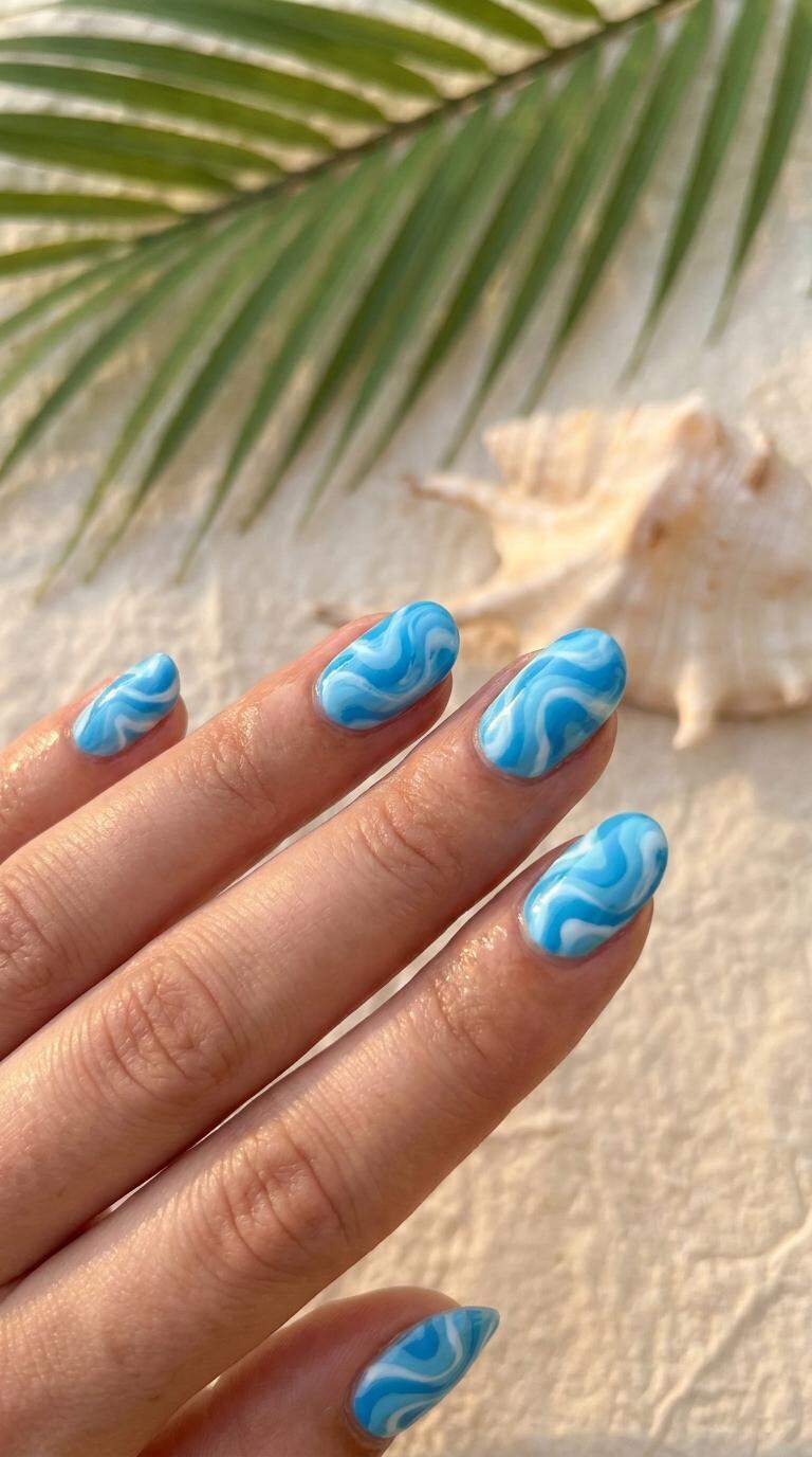 Oceanic Waves in Sky Blue