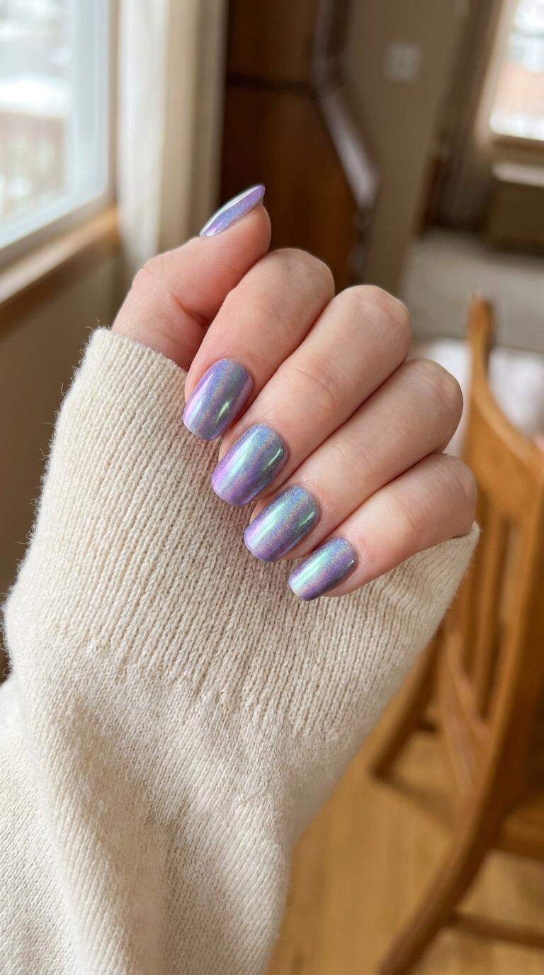 Ombre Holographic Press On Nail