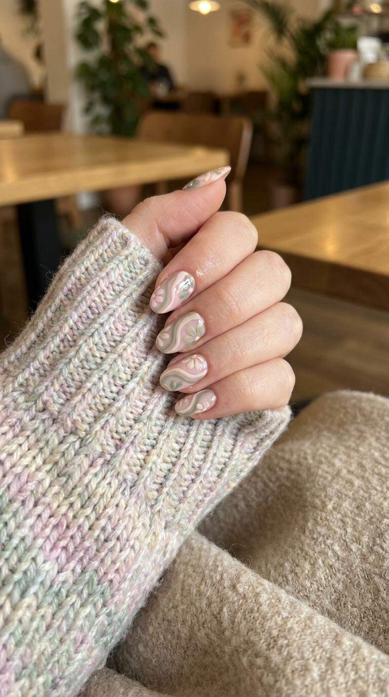 Pastel Pink Floral Swirl
