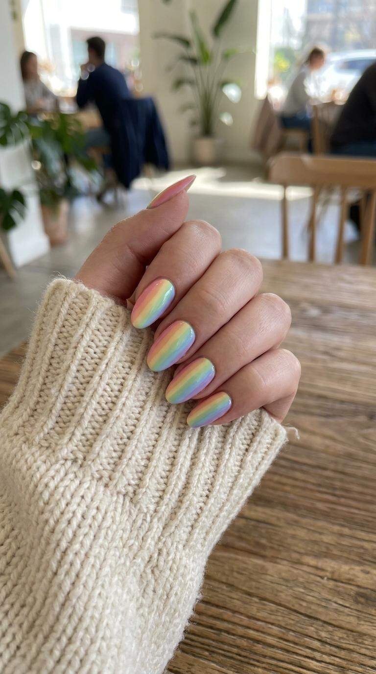 Pastel Rainbow Nails