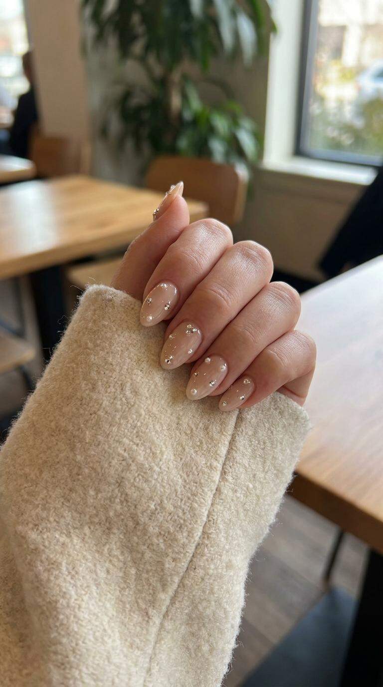 Rhinestone Nail Studded Wedding Nails