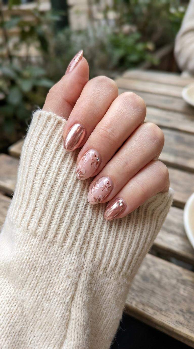 Romantic Rose Gold Nail Art