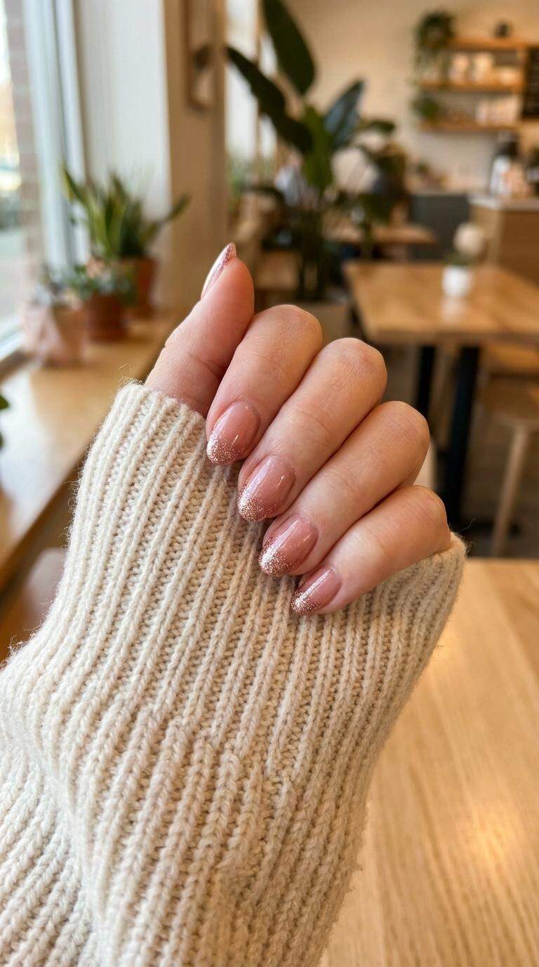 Rose Gold Glitter Tips