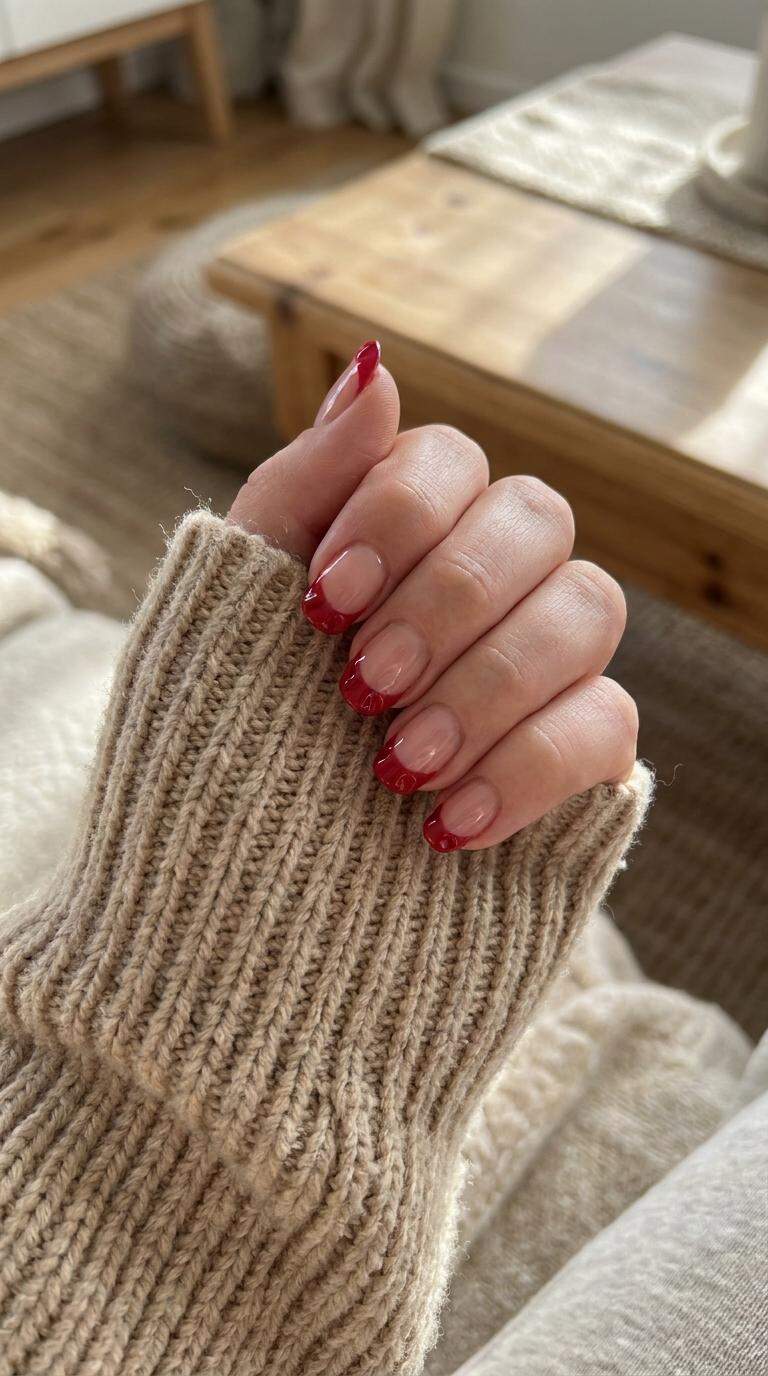 Ruffled Red French Tips
